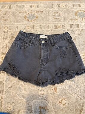 Barely worn!! PacSun Washed dark gray Distressed Jean Shorts with frayed hem